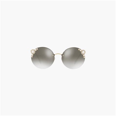 Miu Miu Manière eyewear with pearls Anthracite gray to lake blue 